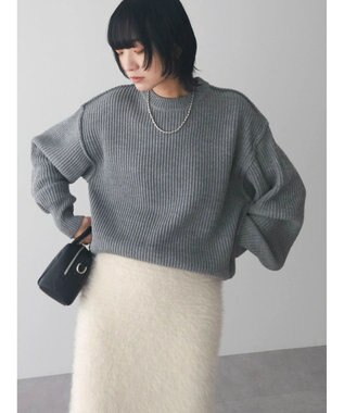 Green Parks 洗える　アゼ編みニットプルオーバー Gray Mixture