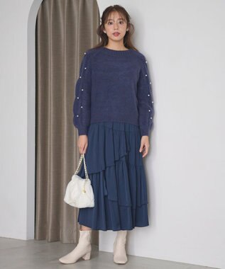 Feroux キルティング＆エコファー チェーンバッグ ホワイト系