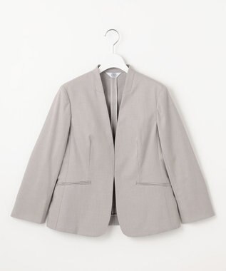 J.PRESS LADIES 【セットアップ対応・洗える・撥水】コットンFITTY ノーカラー ジャケット ベージュ系1