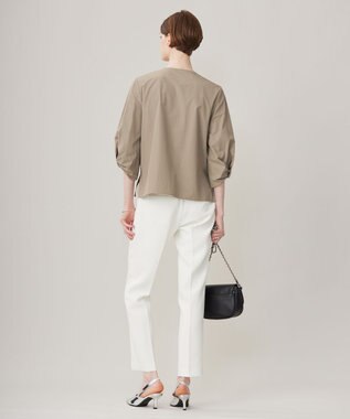 ICB 【洗える】 コットンナイロンタイプライター デザインブラウス フォーン系