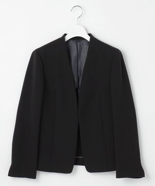 J.PRESS LADIES 【セットアップ対応】セラテリーダブルクロス ノーカラー ジャケット ブラック系