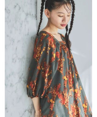 Green Parks ■ＥＳＣＡＲ　アートフラワーｐｔワンピース Charcoal Gray