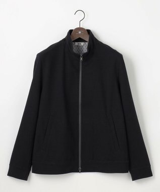 JOSEPH ABBOUD 【ストレッチ/ソフト/洗える/JAPANファブリック】ウールブロックピケ スタンドジップ アウター ブラック系