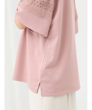 earth music&ecology フレア袖レースプルオーバー Pink