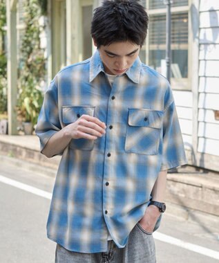 WEGO 【ユニセックス着用ITEM/SMLサイズ展開】オンブレチェックシャツ（SS） 柄4