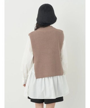 earth music&ecology ＳＥＴ２点　ベスト＋チュニックブラウス Mocha