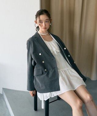 earth music&ecology 【綿100％】サイドリボンラッフルミニワンピース Off White