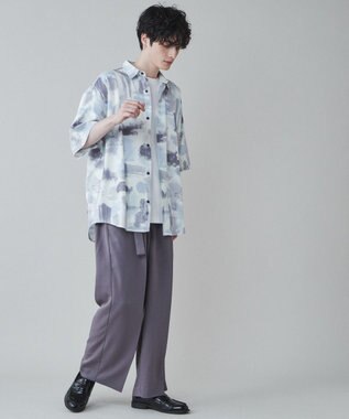 WEGO トロミ　ベルト付きワイドスラックス パープル