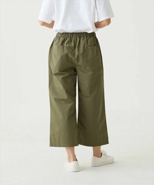 caqu color linen wide cropped コットンリネンクロップド丈ワイドパンツ olive