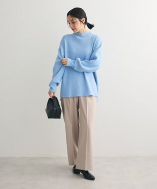 Green Parks あったかきれシル　ワイドストレートパンツ Gray Beige