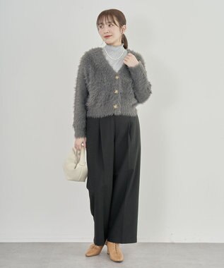 Green Parks あったかきれシル　ワイドストレートパンツ Black