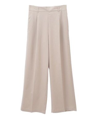 Green Parks あったかきれシル　ワイドストレートパンツ Gray Beige