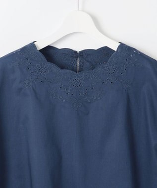 自由区 S 【WEB限定・接触冷感・洗える】エンブロイダリーローンプルオーバー ブラウス コバルトブルー