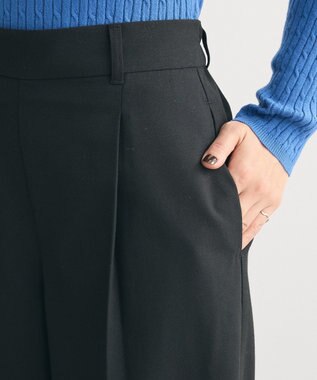 Green Parks あったかきれシル　ワイドストレートパンツ Black