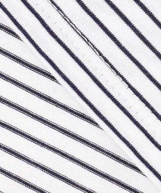 J.PRESS LADIES ベーシックジャージーシャツテール ボーダー カットソー オフ×ネイビー系