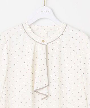 ANY SIS L 【洗える】バイカラーラッフルボウ ブラウス アイボリーベース