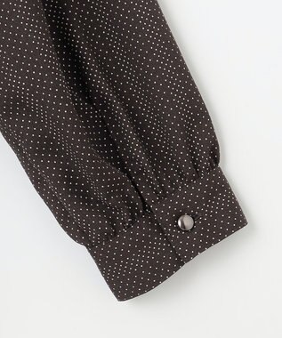 J.PRESS LADIES S 【洗える】ドットデシンプリント ボウタイ バンドカラー ブラウス ダークブラウン系