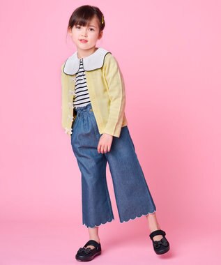 ANY KIDS セーラー襟付き 長袖 トップス オフ×ブラックボーダー