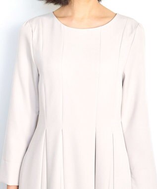 Tiaclasse L 【ダブルクロス】【洗える】ラインワンピース グレージュ