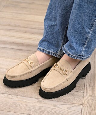 APOM 本革トラックソールホースビットローファー40 ベージュスエード