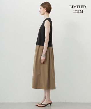 ICB 【WEB限定・洗える】 RENUコンビ ノースリーブワンピース ブラック×モカ系