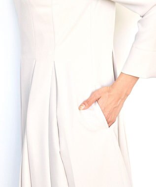 Tiaclasse L 【ダブルクロス】【洗える】ラインワンピース グレージュ