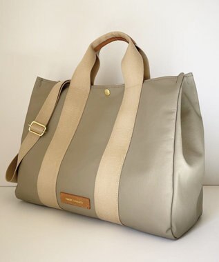 Hekhèr Le Style de Vie 【日本製 / A4サイズ対応 / 2WAY】PUコートコットンキャンバス トートバッグ large ベージュ