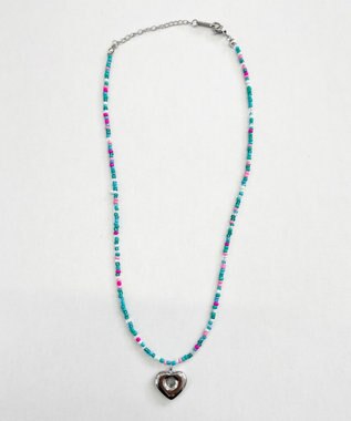 WEGO Lカラービーズハートネックレス