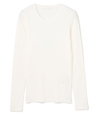 BEIGE， 【BEIGE,ecru/WEB限定・洗える】RIB TOPS /  コットンシルクロングスリーブトップス White