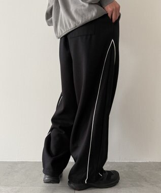 WEGO 【ウエストゴム】パイピングスウェットパンツ ブラック