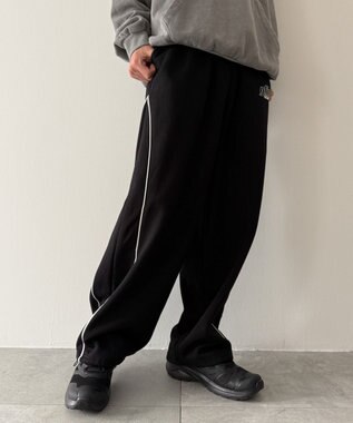 WEGO 【ウエストゴム】パイピングスウェットパンツ ブラック