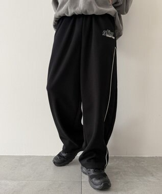 WEGO 【ウエストゴム】パイピングスウェットパンツ ブラック