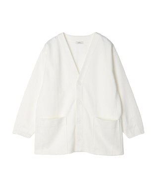 earth music&ecology ヘリンボーン調Ｖネックカーディガン Ivory