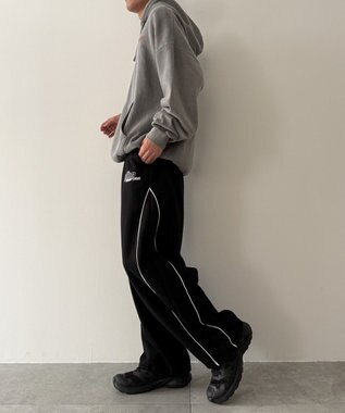 WEGO 【ウエストゴム】パイピングスウェットパンツ ブラック