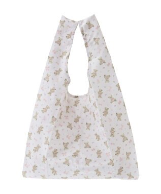 Maison de FLEUR ベアリボンプリントエコバッグ Ivory