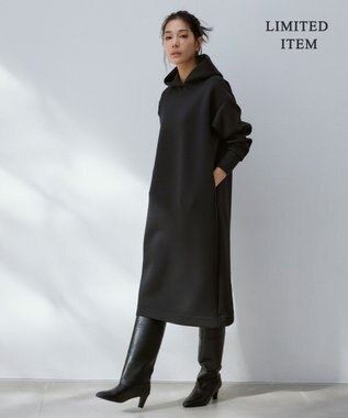 ICB 【WEB限定・洗える】ソフトダンボール フーディワンピース ブラック系