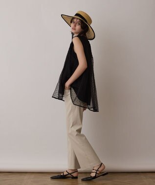 GRACE CONTINENTAL シアージャガードカットトップ ブラック