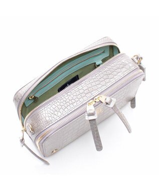 A.D.M.J. 【牛革】クロコ型押しスクエアショルダー アルジェント