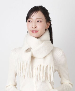 MOONBAT 【WEB限定】FURLA ウール混 ボリューム無地マフラー/幅25cm オフホワイト