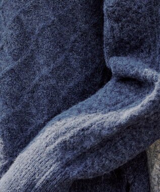 Tiaclasse 【洗える】ケーブル柄編みニットプルオーバー ブルー