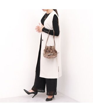 UNBILLION カシュカシュ cachecache / メタリックリボンベロア巾着バッグ オーク