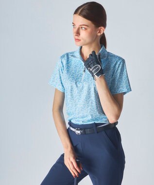 FILA GOLF／marie claire 【marie claire SPORT】小花柄ハーフジップ半袖シャツ ブルー