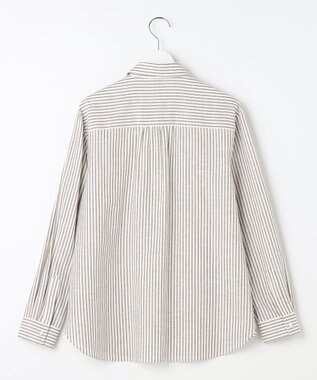 J.PRESS LADIES S リネンMIX ストライプ シャツ ブラウス ブラウンストライプ系