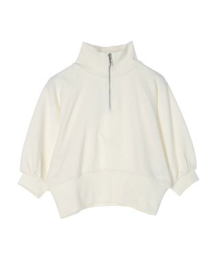 earth music&ecology ハーフジップショートプルオーバー Light Gray