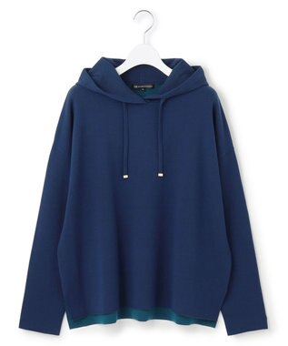 23区 L 【洗える】ダブルフェイスニット パーカー ブルー系