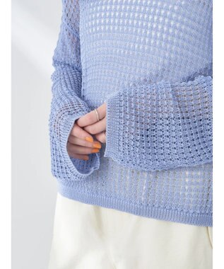 earth music&ecology レーシーニットプルオーバー Blue