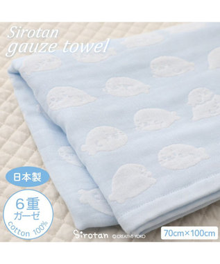 Mother garden しろたん いっぱい柄 6重ガーゼ バスタオル