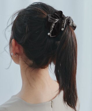 Tiaclasse ツイードフリンジシュシュ ブラック