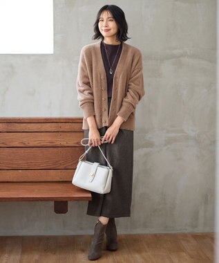 ANY 【洗濯機可】フェザーニットカーディガン モカ