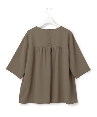 23区 L 【Lサイズ限定】ハイストレッチツイル ブラウス カーキ系
